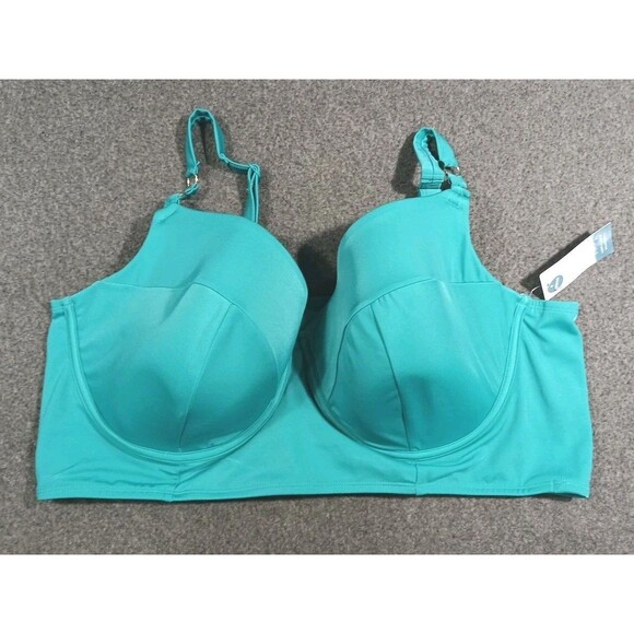 Swim By Cacique Bra Blue Teal Lightly Lined Balconette 46DDD Underwire - Picture 1 of 10